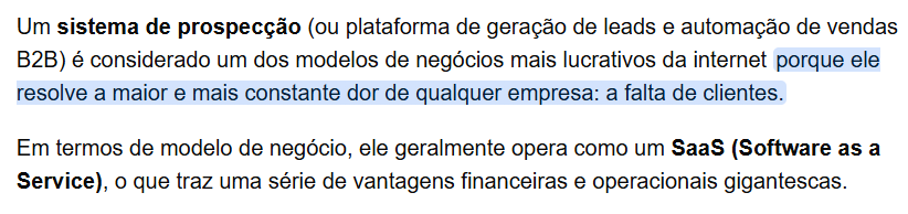 Por que oferecer um sistema de prospecção